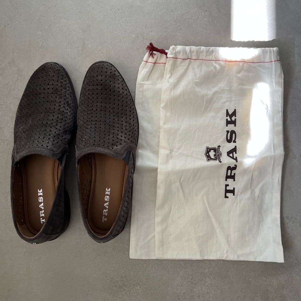 Trask Ali perforated suede loafer